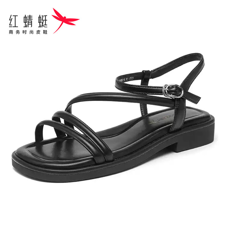 红蜻蜓罗马平底凉鞋女款夏季新款时尚外穿软底舒适凉拖鞋断码清仓