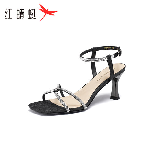 红蜻蜓一字带凉鞋女夏季外穿