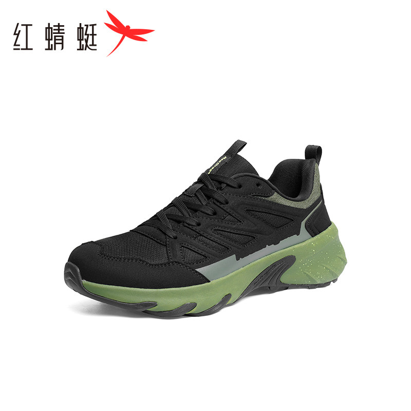 红蜻蜓运动休闲鞋男鞋春时尚潮流舒适简约圆头系带飞织鞋断码清仓