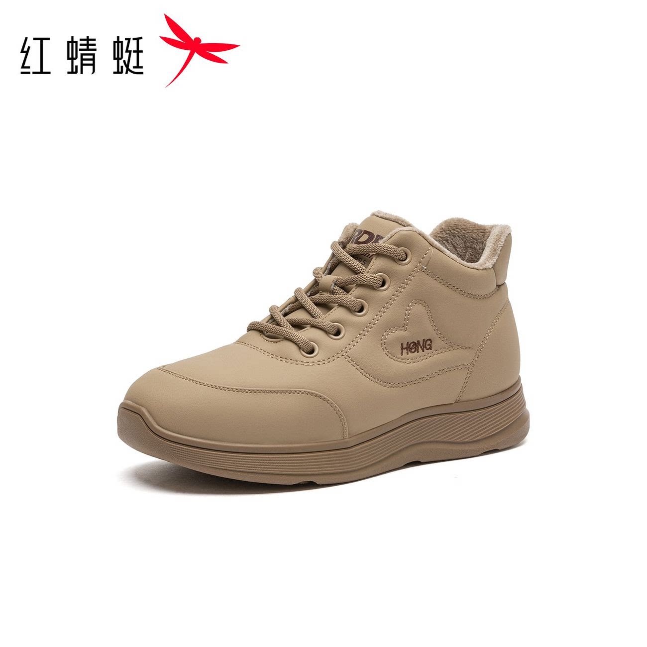 红蜻蜓棉靴女冬季时尚休闲女靴加绒保暖运动休闲鞋高帮鞋断码清仓
