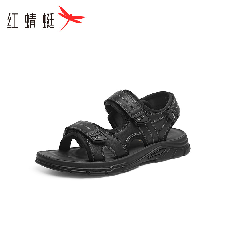 红蜻蜓男士凉鞋夏季男鞋外穿凉拖软底凉皮鞋真皮爸爸鞋断码清仓