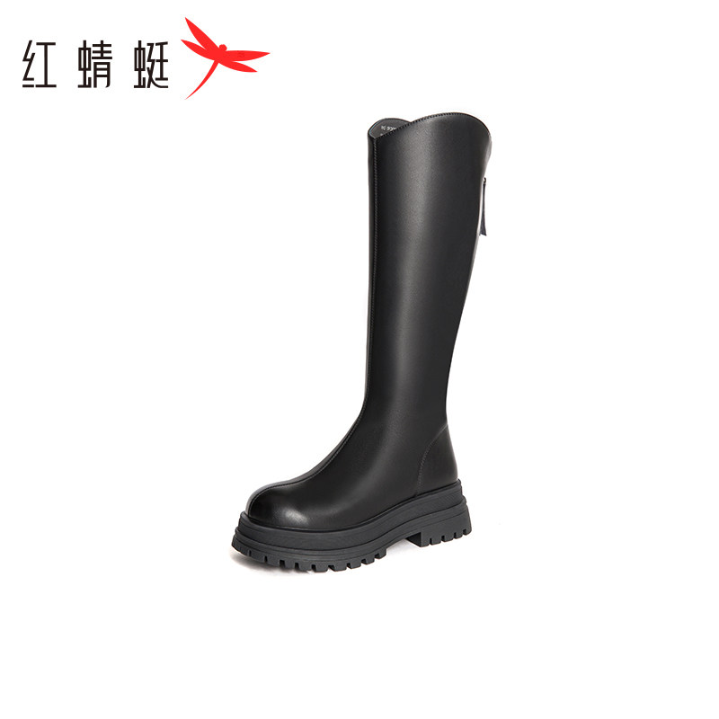 红蜻蜓女棉鞋冬季时装靴质感显瘦厚底增高小个子加绒长靴断码清仓