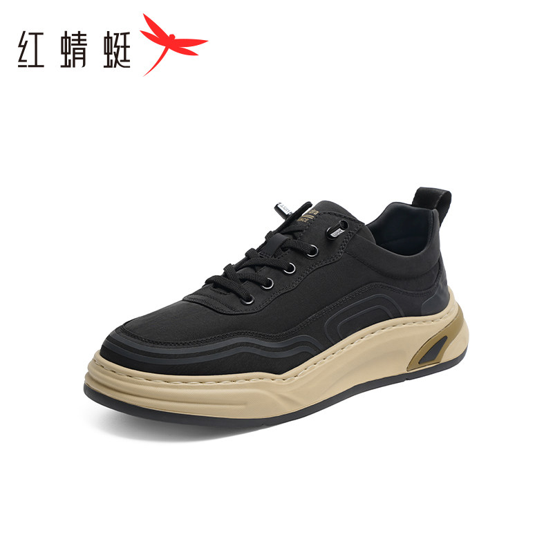 红蜻蜓男鞋冬季板鞋爆款百搭一脚蹬厚底男士休闲皮鞋防滑断码清仓