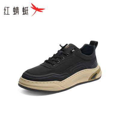 红蜻蜓男鞋冬季板鞋爆款百搭一脚蹬厚底男士休闲皮鞋防滑断码清仓