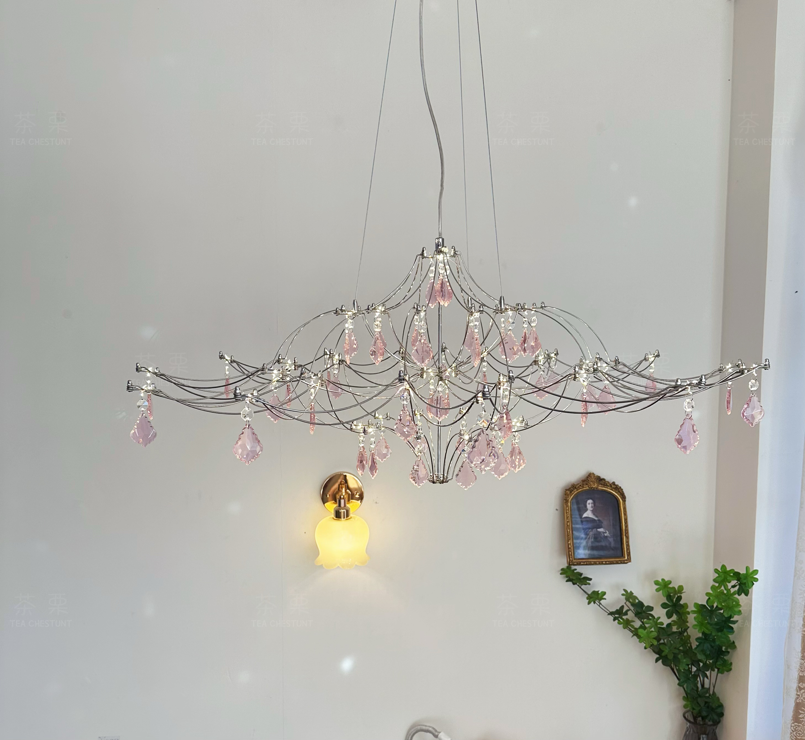 茶栗法式轻奢水晶吊灯客厅餐厅卧室设计师创意个性浪漫公主房灯具