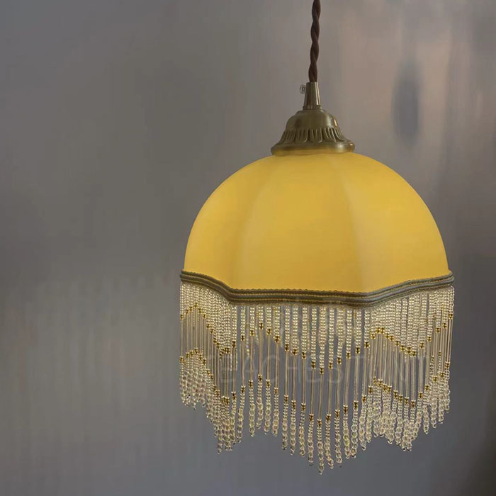 法式轻奢美式中古流苏玻璃吊灯