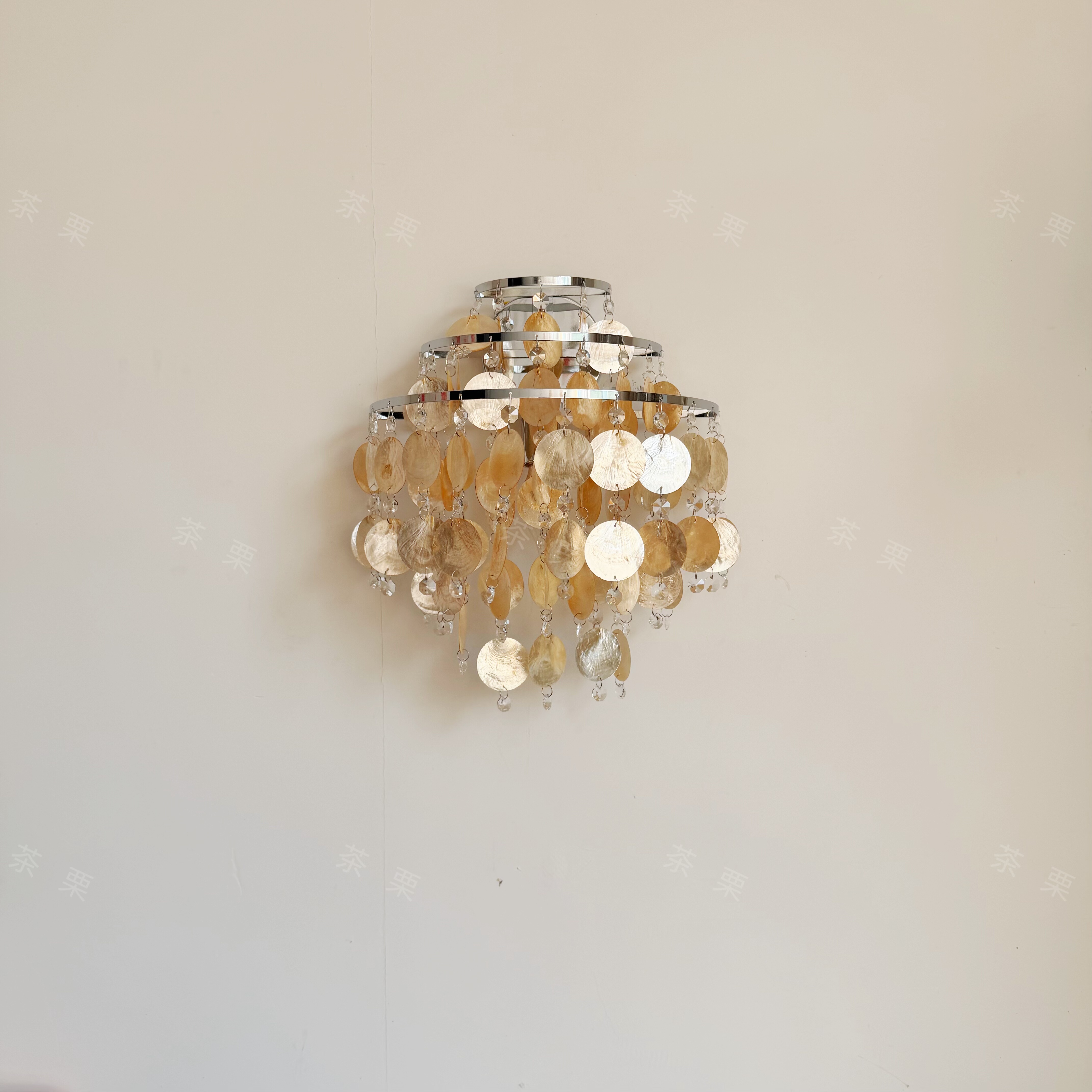 法式中古吊灯美式复古贝壳风铃灯过道玄关水晶灯阳台床头