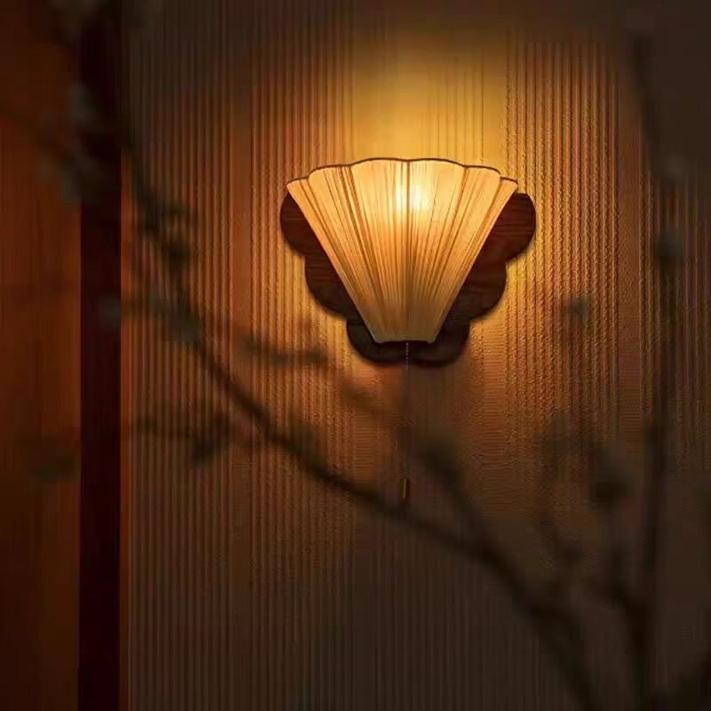 茶栗法式中古美式复古木头布艺床头壁灯玄关装饰氛围南洋走廊阳台