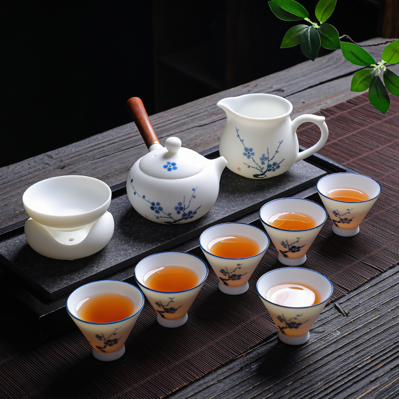 手绘侧把壶陶瓷家用高档礼盒装