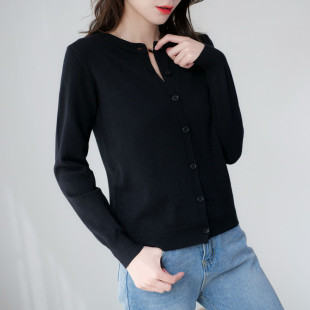 春秋季新款韩版短款外搭网红针织衫开衫厚女士毛衣外套女上衣披肩