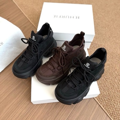 JEHURFIE纪华菲增高不增重明星同款拼接厚底老爹鞋新款休闲运动鞋