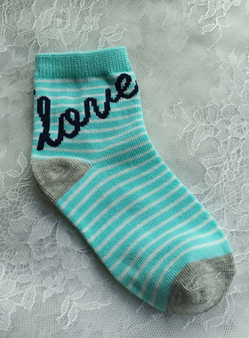 外贸冬季g家儿童袜子绿色条纹运动袜学生袜短袜吸汗透气棉男童