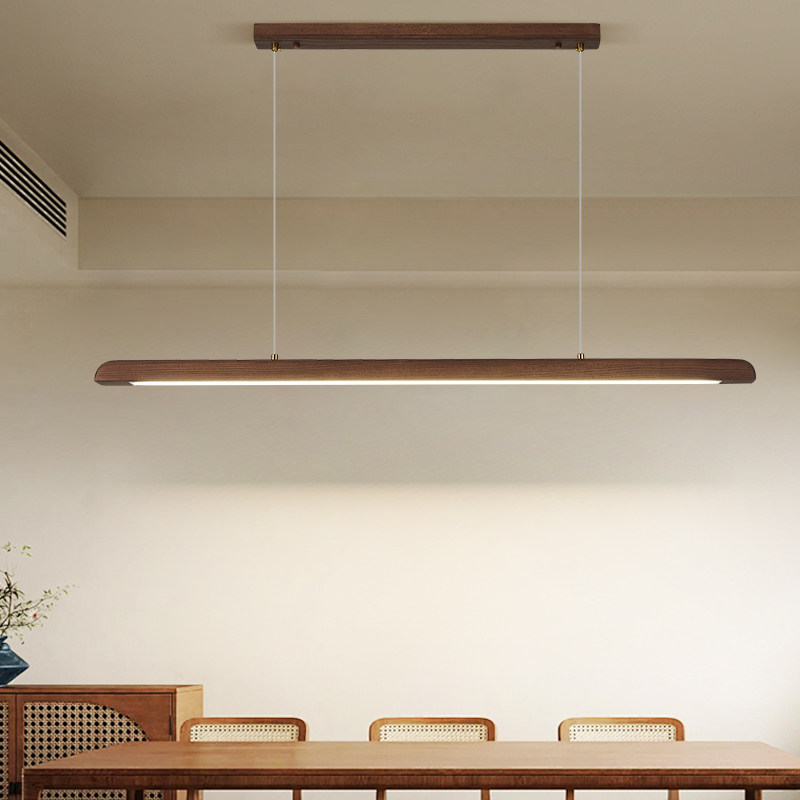 极简胡桃木色吊灯新中式一字餐厅灯中古风实木宋式灯长条茶室吊灯,家装灯饰光源,餐厅吊灯,淘宝优惠券,粉丝福利购,淘宝优惠卷