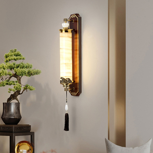 新中式 榜仿玉石氛围过道灯全铜实木卧室床头壁灯禅意 客厅壁灯热卖