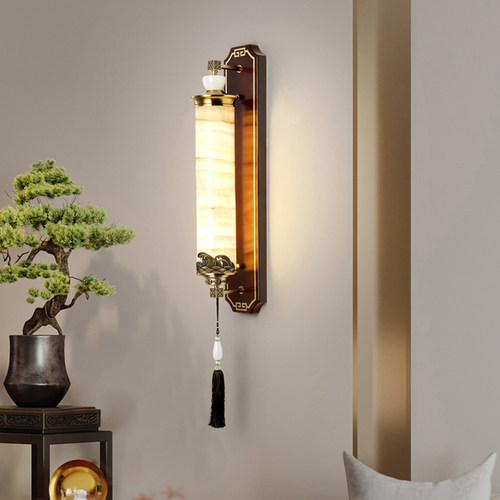 新中式客厅壁灯高级感仿玉石走廊