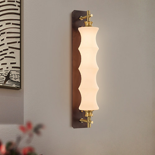 胡桃木壁灯全铜新中式宋式客厅