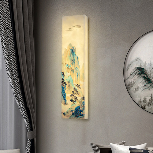 新中式禅意山水壁灯仿云石茶室