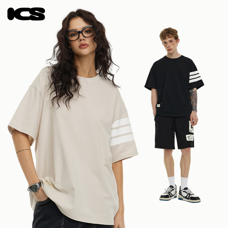 条纹短袖Iconslab复古情侣装