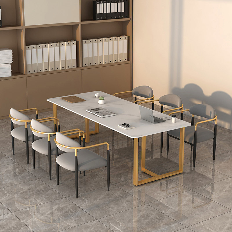 北欧岩板会议桌商务洽谈小型会议室办公长条桌白色工作台桌椅组合,商业/办公家具,会议桌,淘宝优惠券,粉丝福利购,淘宝优惠卷