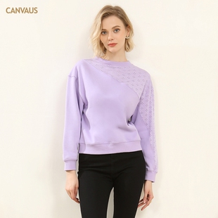 Outlets品牌折扣 CANVAUS 2025冬装新款休闲圆领简约纯色卫衣女