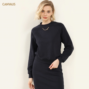 Outlets专柜撤柜正品 CANVAUS秋冬圆领金属链条厚款宽松薄绒卫衣