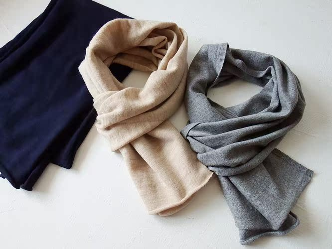 男女通用外贸出口文艺气质简约轻便薄款纯色卷边针织毛线围巾