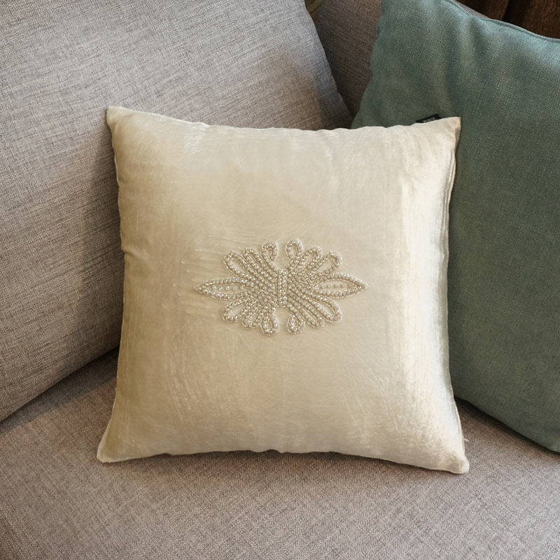 新古典奢华简约水钻百合方枕靠包 沙发靠垫套抱枕套腰枕套腰垫