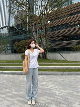 UUSSAN 25春夏薄款柔软JIN口天丝牛仔裤直筒裤窄版休闲