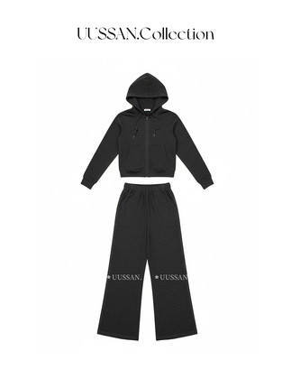 UUSSAN “棉花糖”美利奴超细丝光羊毛磨毛连帽外套卫裤休闲套装