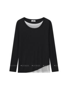 UUSSAN 24秋冬绵羊毛假两件上衣打底衫长袖宽松