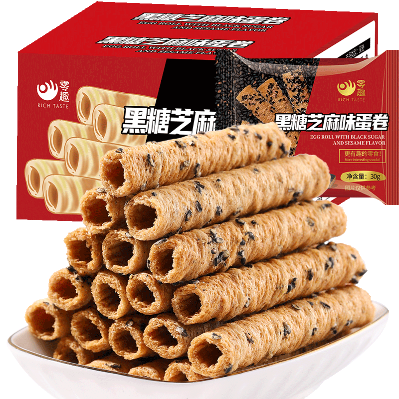 黑糖芝麻味蛋卷零趣整箱