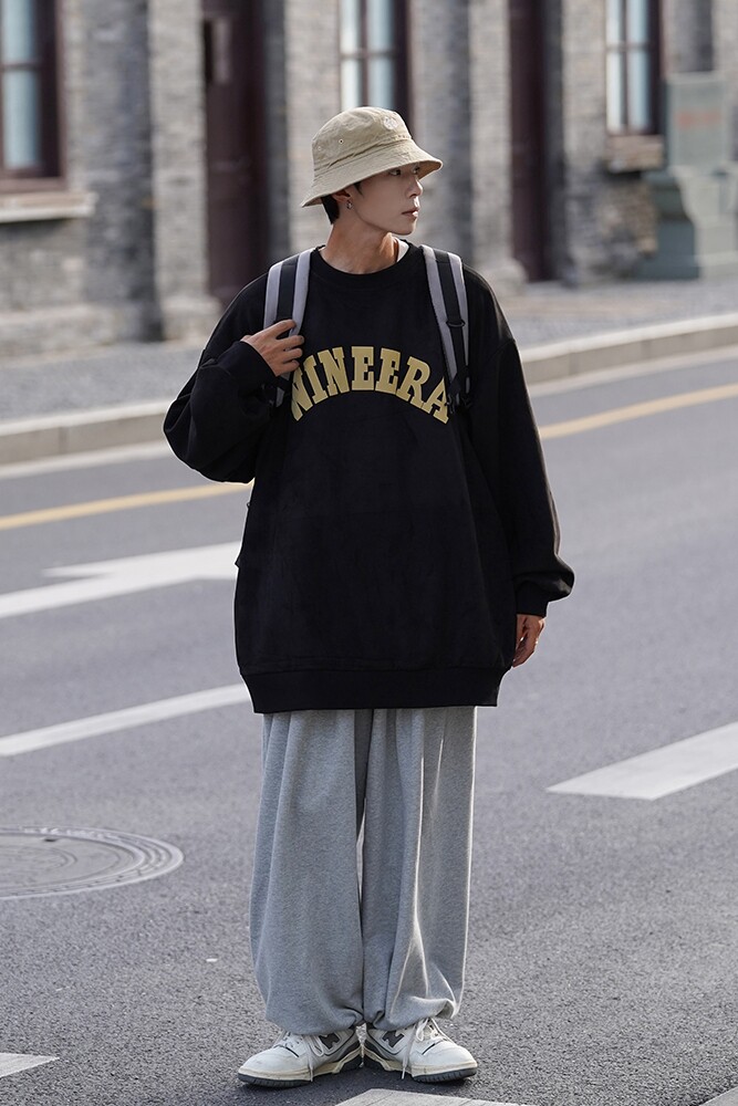 cityboy街拍秋装情侣圆领宽松卫衣秋季男装字母发泡外套D217P48,女装短外套,电商A335-1（原A458）