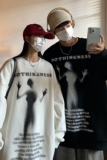 情侣装秋装新款抽象小人印花宽松情侣卫衣外套D222P48男类，女装短外套，电商A335-1（原A458）