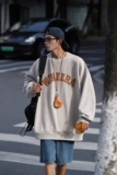 cityboy街拍秋装情侣圆领宽松卫衣秋季字母印花发泡外套D217P48，女装短外套，电商A335-1（原A458）