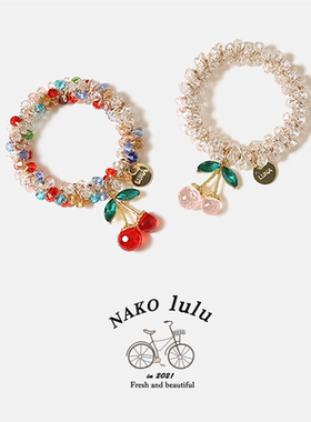 POMPOM水晶水钻新款气质樱桃发绳送闺蜜手链两用个性简约头饰