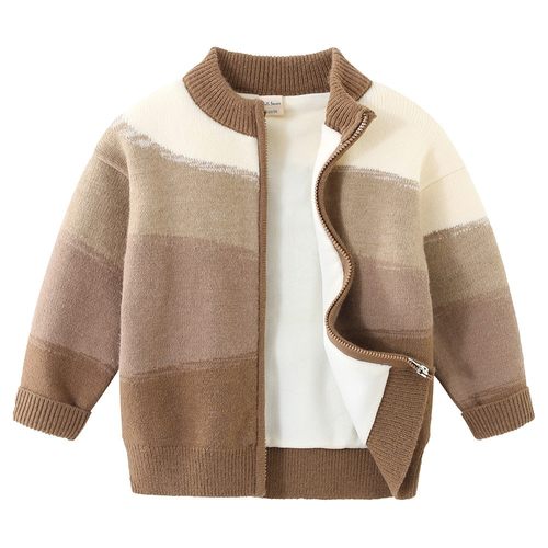 秋冬季男童加绒加厚毛衣开衫