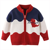 2025新款 男童毛衣外套秋冬季 拉链针织开衫 宝宝加绒加厚棉衣服8180
