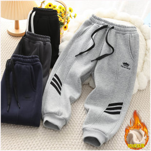 儿童考拉绒厚裤 男童一体绒运动裤 新款 2025冬季 子6737 加绒加厚棉裤