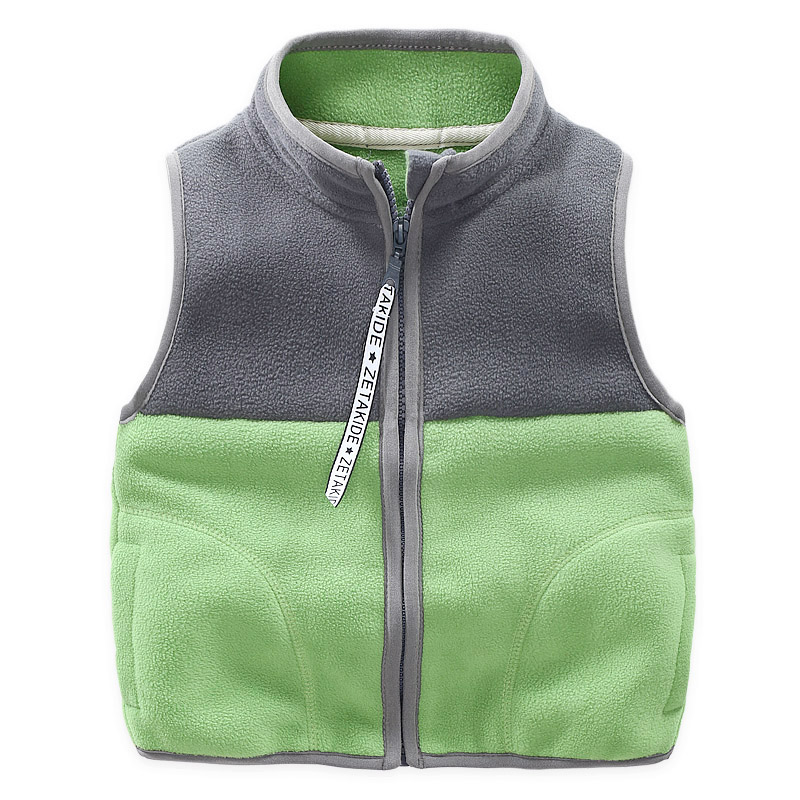 春秋季加绒男童摇粒绒马甲背心