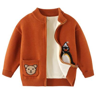 男童毛衣拉链外套卡通开衫