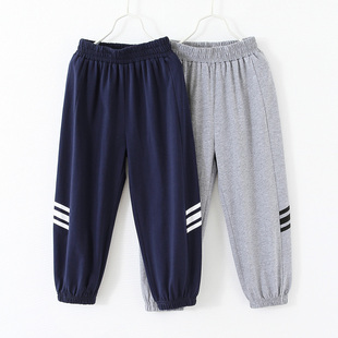 男童纯棉薄款运动裤2025夏季新款中大童防蚊裤儿童灯笼长裤子6356