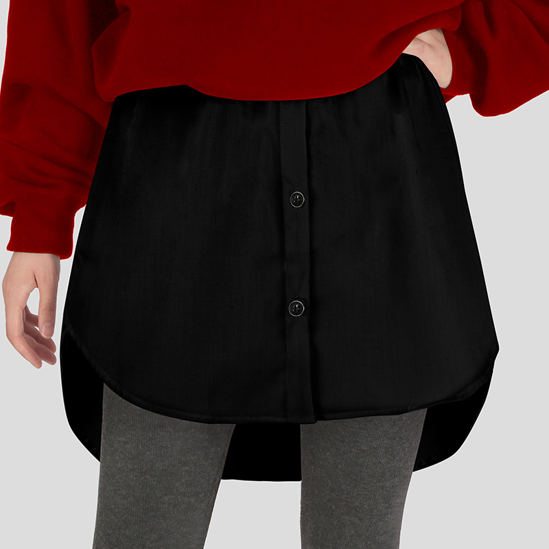 黑色衬衫遮屁股半身裙