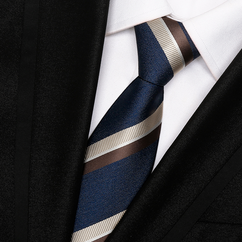 免打结深蓝色条纹领带