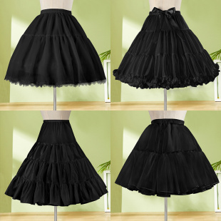 白軟紗襯裙 Lolita裙撐日常暴力無骨蓬蓬裙漢服cos洛麗塔超蓬短款