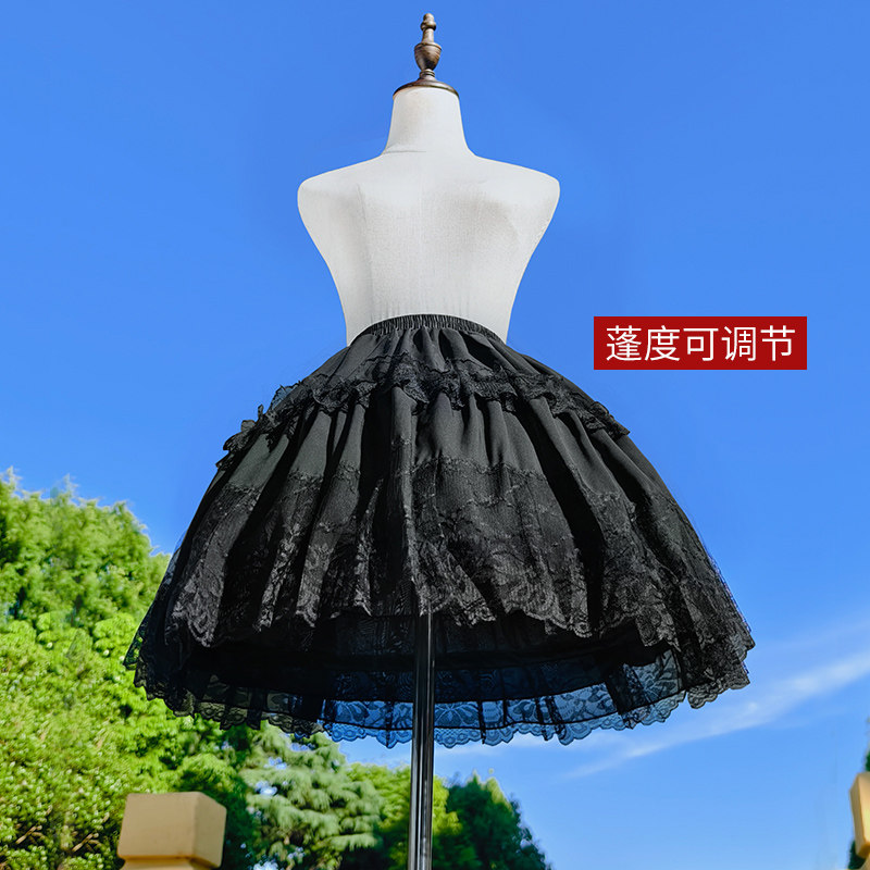 裙撑lolita洛丽塔女裙子日常中长款暴力蓬蓬裙黑白鱼骨衬裙公主撑