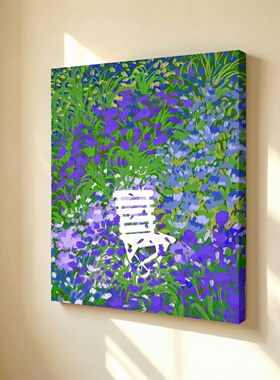 无框画fridaoc印象派紫色野花小众艺术高级感卧室客厅装饰画挂画
