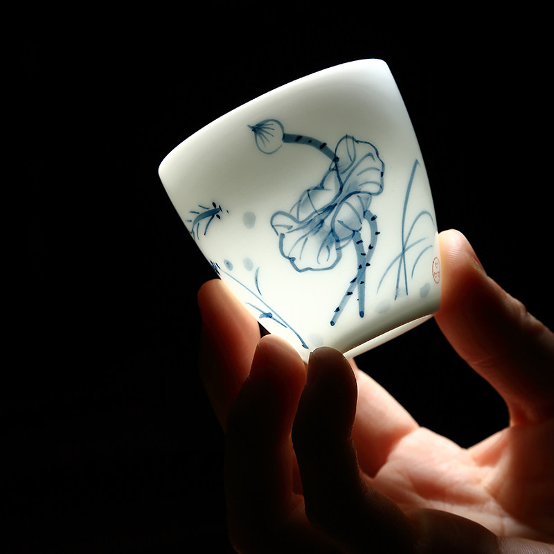 吴氏品雅纯手工彩绘陶瓷清趣高杯套装家用杯子手绘茶杯6个礼盒装