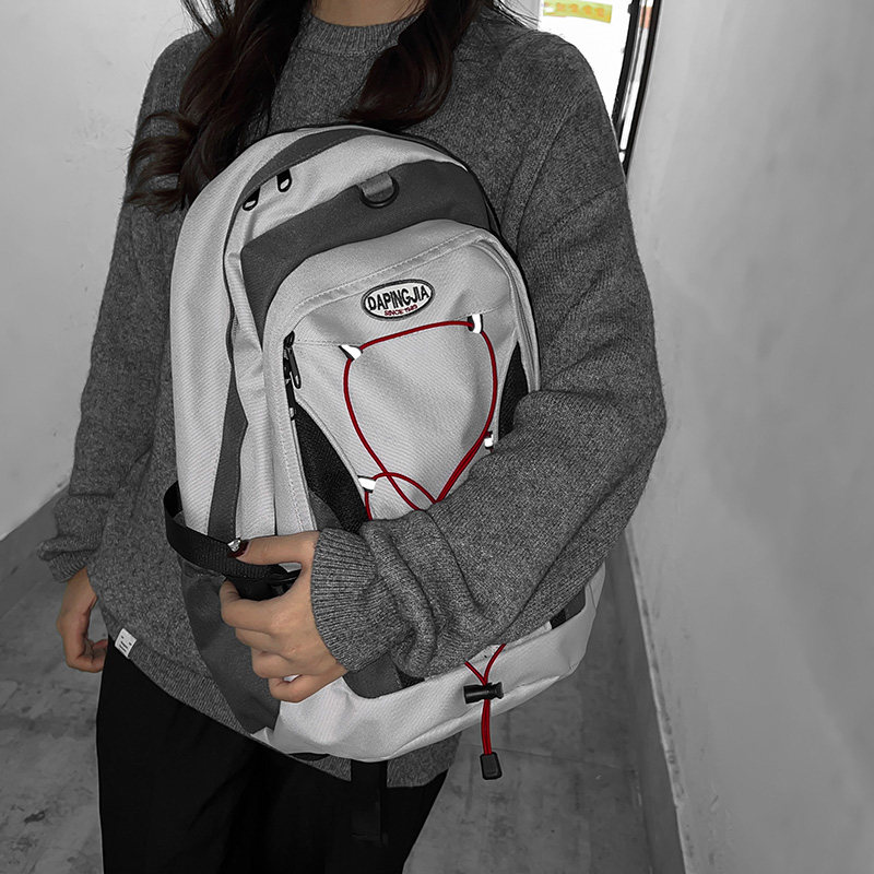 潮流书包女简约撞色大容量旅行电脑包高中生背包初中生学生双肩包