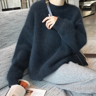 很仙的毛衣女秋冬新款复古港味宽松打底衫外穿慵懒风套头加厚上衣
