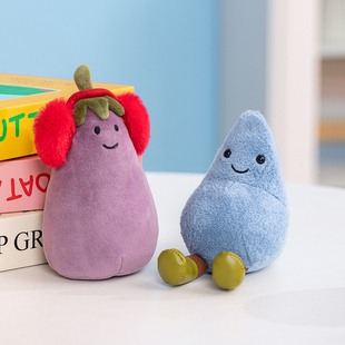 开心雨滴活泼茄子趣味蔬菜卡通毛绒玩偶玩具公仔娃娃儿童安抚礼物